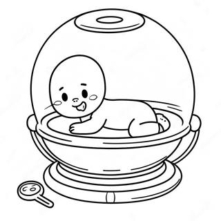 Söt NICU-baby i kuvös färgläggningssida | NICU målarbild