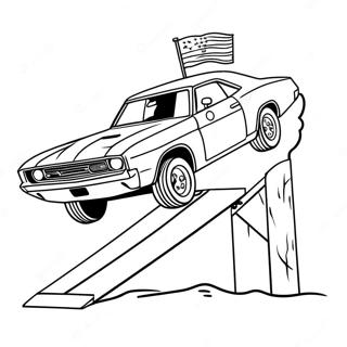 General Lee hoppar över en ramp färgläggningssida | General Lee målarbild