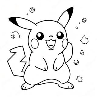 Pikachu gnistrande av energi färgläggningssida | Elektrisk typ Pokémon målarbild
