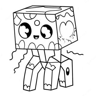 Söt Minecraft Ghast med stora ögon färgläggningssida | Minecraft Ghast målarbild