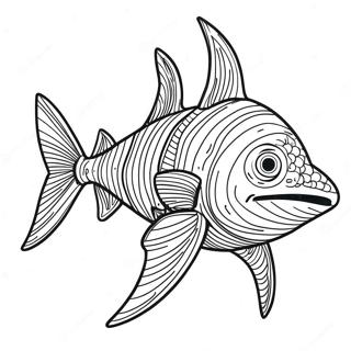 Vild Helicoprion simmande färgläggningssida | Helicoprion målarbild