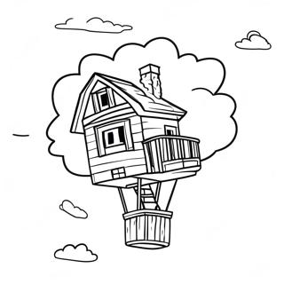 Up House Flytande i Himlen Färgläggningssida | Upp målarbild