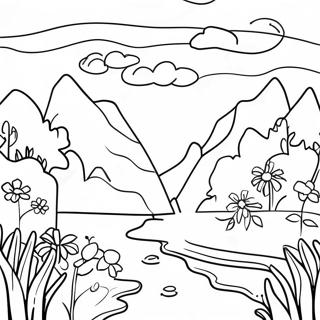 Sublim Natur Scen Färgläggningssida | Sublim målarbild