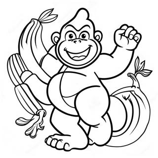 Dixie Kong med Färgglada Bananer Målarbild | Dixie Kong målarbild