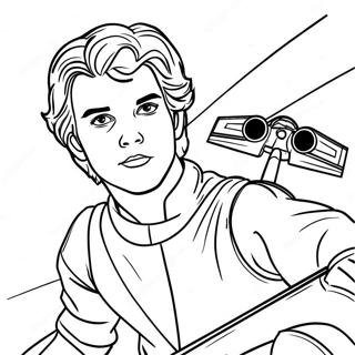 Unga Anakin Skywalker i Podracer Färgläggningssida | Anakin Skywalker målarbild