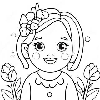 Söt Nana med Blommor Färgläggningssida | Jag älskar Nana målarbild