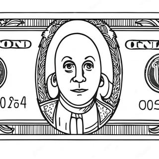 Rolig dollarbiljett färgläggningssida | Dollarnota målarbild