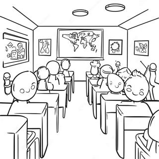 Klassrum färgläggningssida | Klassrum målarbild
