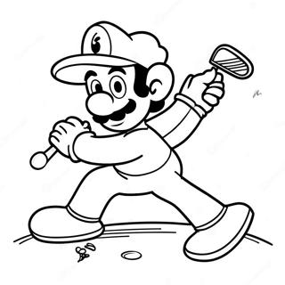 Luigi svingar golfklubba färgläggningssida | Mario Golf målarbild