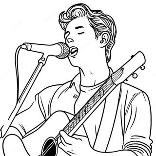 Shawn Mendes sjunger på scen färgläggningssida | Shawn Mendes målarbild