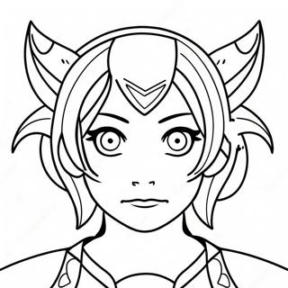 Anime Demon Flicka med Eldiga Ögon Färgläggningssida | Anime Demon Flicka målarbild