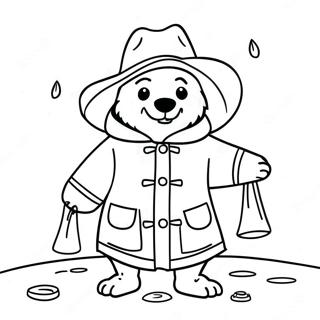 Paddington i Regnrock Färgläggningssida | Paddington målarbild