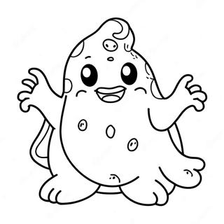 Söt Slimer Spöke Målarbild | Slimer målarbild