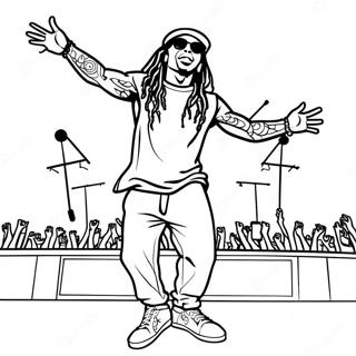 Lil Wayne Uppträder på Scen Målarbild | Lil Wayne målarbild