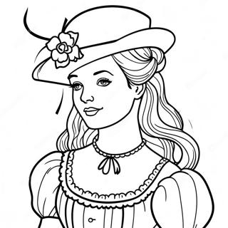 Anne Shirley i sin ikoniska klänning färgläggningssida | Anne på Grönkulla målarbild