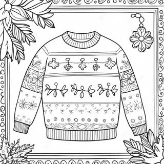 Färgläggningssida med jultröja | Jultröja målarbild