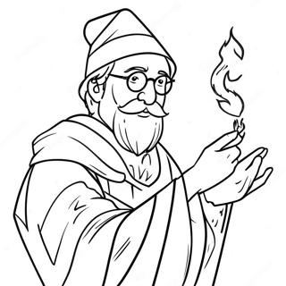 Färgläggningssida med Hogwarts Legacy-trollkarl som kastar besvärjelse | Hogwarts Arv målarbild