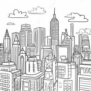 Stadslandskap Skyline Målarbild | Stadslandskap målarbild