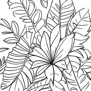 Tropiska blad färgläggningssida | Botanisk målarbild