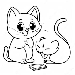 Katt och mus färgläggningssida | Katt och Mus målarbild