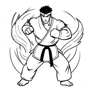Ryu i Vild Stridsställning Målarbild | Ryu målarbild