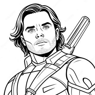 Bucky Barnes i Heroisk Pose Målarbild | Bucky Barnes målarbild