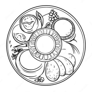 Färgläggningssida med Pesach Seder-tallrik | Pesach målarbild