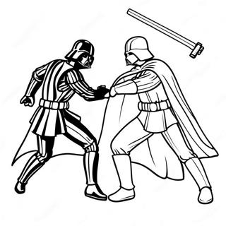 Luke Skywalker vs Darth Vader Episk Strid Färgläggningssida | Luke Skywalker vs Darth Vader målarbild