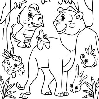 Färgglada Djur i Djungeln Färgläggningssida | Jungle Junction målarbild