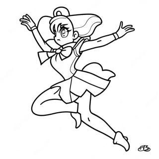 Sailor Jupiter i en Dynamisk Pose Färgläggningssida | Sjöman Jupiter målarbild