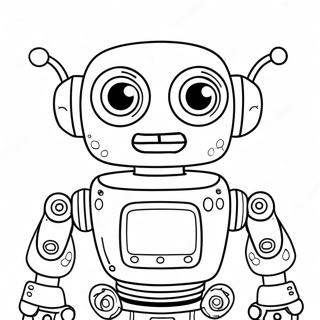 Nördig Robot Färgläggningssida | Nördigt målarbild
