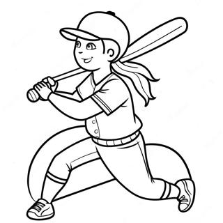 Softballspelare Svingande Slagträ Färgläggningssida | Softboll målarbild