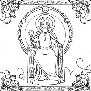 Mystisk Måne Tarotkort Färgläggningssida | Måne Tarotkort målarbild