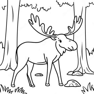 Storslagen Älg i Skogen Färgläggningssida | Älg målarbild