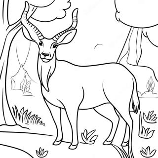 Graciös Antelope i Vildmarken Färgläggningssida | Antilop målarbild