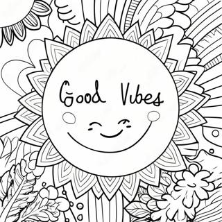 Bara Goda Vibes Glad Solsken Färgläggningssida | Bara Bra Vibes målarbild