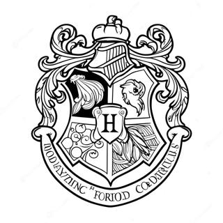 Detaljerad Hogwarts Vapen Färgläggningssida | Hogwarts Sköld målarbild