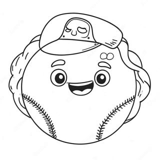 Söt Softball med Leende Färgläggningssida | Softboll målarbild