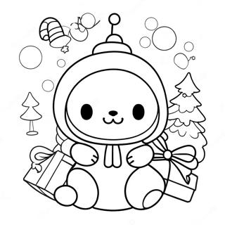 Jul Sanrio Karaktärer Färgläggningssida | Jul Sanrio målarbild