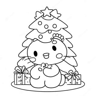 Hello Kitty Julgran Färgläggningssida | Jul Sanrio målarbild