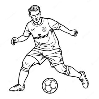 Fotbollsspelare som dribblar bollen färgläggningssida | Fotbollsspelare målarbild