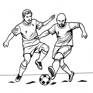 Spännande fotbollsmatch färgläggningssida | Fotbollsspelare målarbild