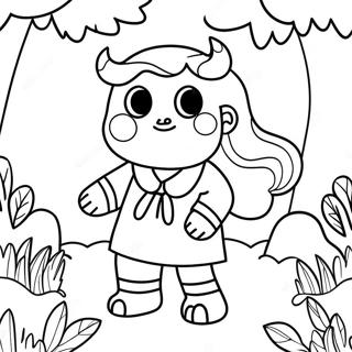 Monsterflicka i magisk skog färgläggningssida | Monster Flicka målarbild