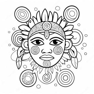 Färgglada Taino-symboler färgläggningssida | Taino Puerto Rico målarbild