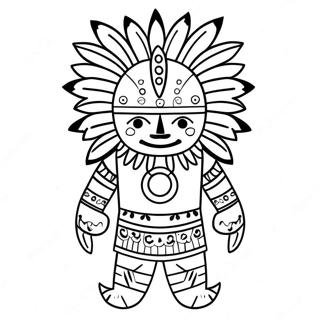 Färgglad Kachina-docka Färgläggningssida | Kachina-docka målarbild