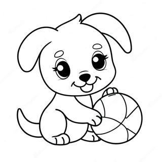Lekfull Babyvalp med Boll Målarbild | Baby Valp målarbild