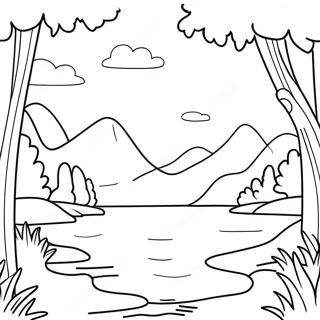 Lugn Solnedgång över Stillasittande Sjö Målarbild | Sjön målarbild