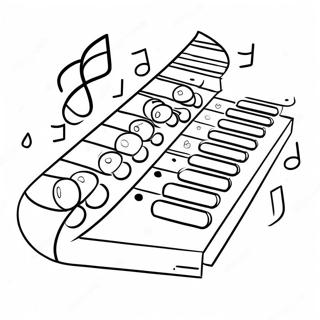 Färgglad Xylofon med Musiknoter Målarbild | Xylofon målarbild