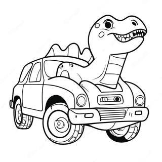 Dinosauriebil Målarbild | Dinosauriebil målarbild