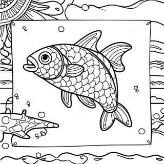 Ljust Färgad Fiskedrag Målarbild | Fiskebete målarbild